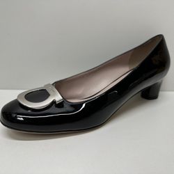 Salvatore Ferragamo Buckle Leather Pumps Size 10 B Like New!