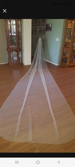 New Wedding Veil Amazing 16 Feet Long! Ivory Cut Edge
