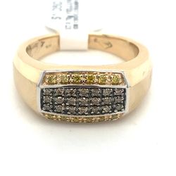 10k Gold Mens Diamond Ring Champagne Chocolate Diamonds 9.7grams Size 9 1/2  137641 1