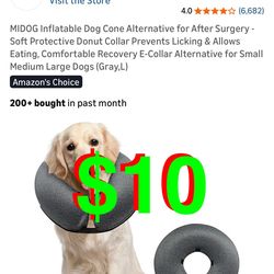 Inflatable Dog Cone Alternative for After Surgery - Soft Protective Donut Collar Prevents Licking & Allows Eating, Comfortable Recovery E-Collar Alter