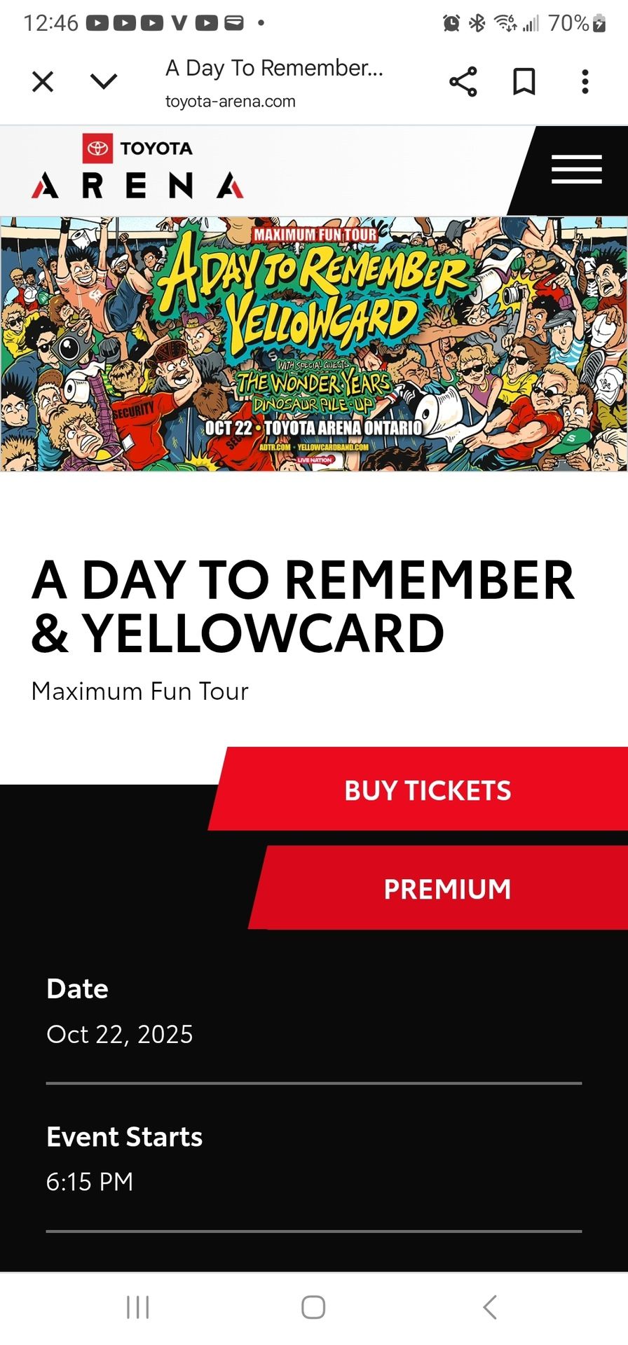 Selling Suit Tickets For A Day To Remember And Yellow Card