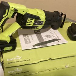 Cordless Brushless Recipricating Saw With Battery And 1 Hour Rapid Charger And 2 blades 