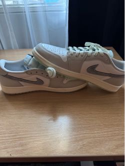 ### SIZE 11 Nike Air Jordan 1 Low SE “White Snakeskin Silver