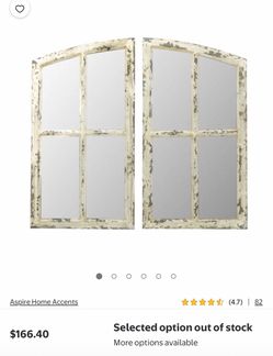 Jolene Arch Window Pane Mirrors Off-White 33" x 18" (Set of 2) by Aspire 217 100$