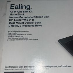 Brand new sink kit Kohler Matte Black  33”Lx 22” Wx9” D 