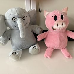 YOTTOY Mo Willems Collection | Pair of Elephant & Piggie Soft Stuffed Animal Plush Toys – 7” & 5” Sitting