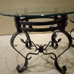 Wrought Iron Table Set With Glass