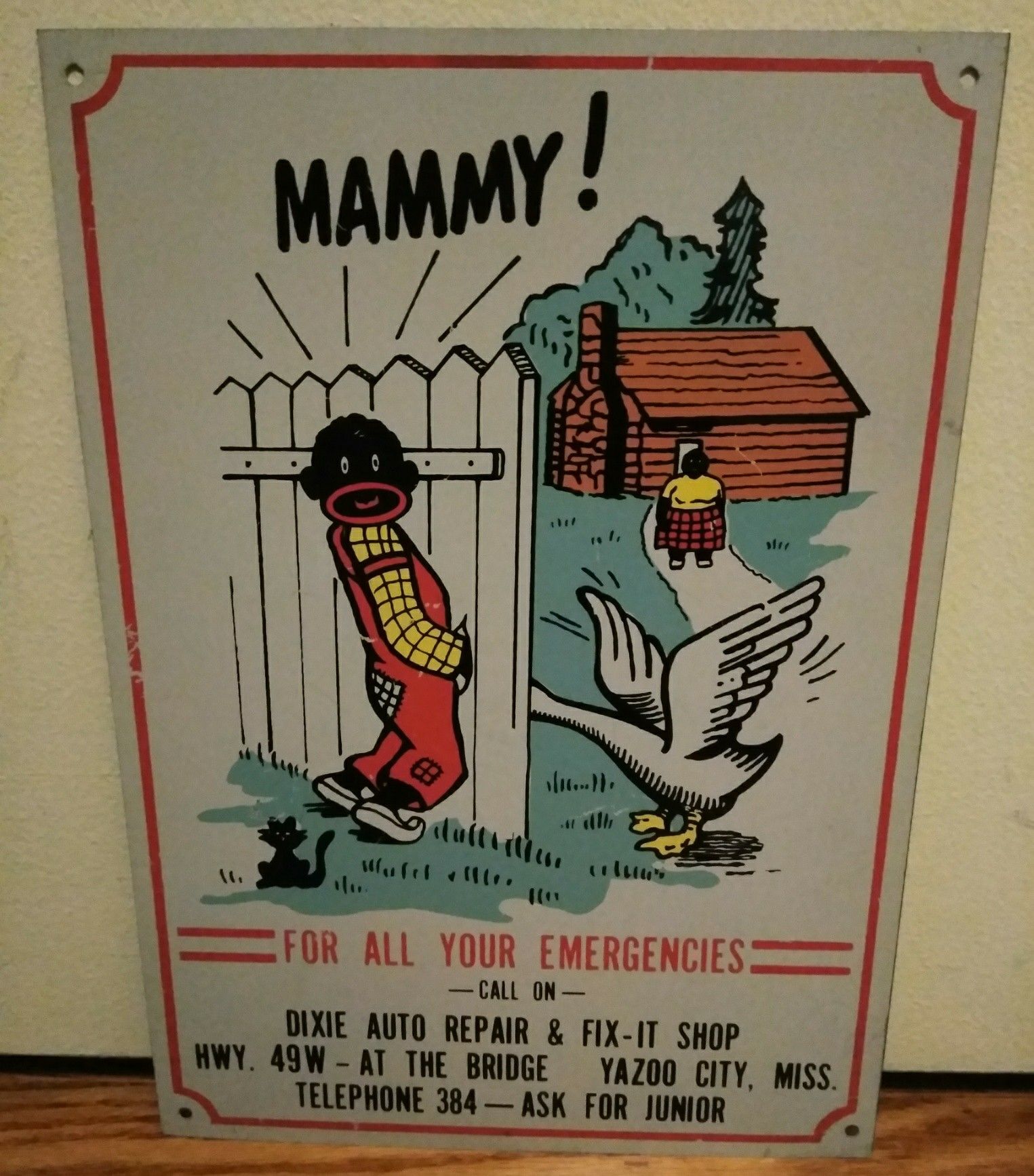 Dixie Auto Repair & Fix - It Shop " Mammy" Metal Tin Sign