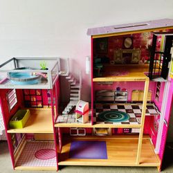 KIDKraft WOOD UPTOWN 4FT DOLLHOUSE w/ELEVATOR 5PC FURNITURE INCLUDED Up to 12' L.O.L & BARBIE DOLLS