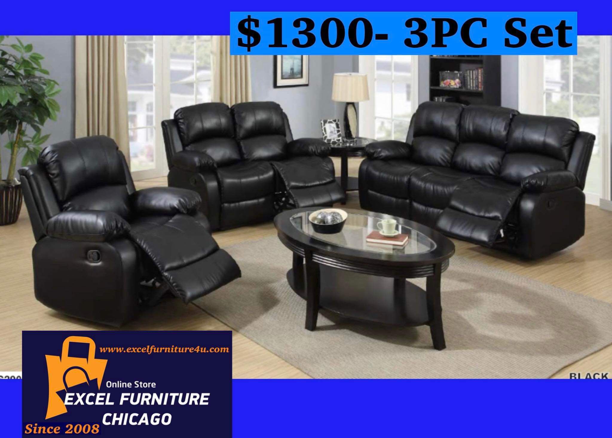 FREE DELIVERY — Brand new 3PC  Reclining Sofa Loveseat Chair 