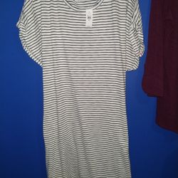 Gap Xxl Brand New Plus Size Black And White Striped Dress
