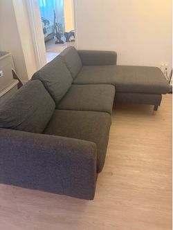 Modern Dark Grey Sofa With Chaise  95in