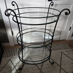 Wrought Iron & Glass 3-Tier Stand