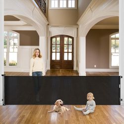 115 Inch Retractable Dog Gate for The House Extra Wide Baby Gate