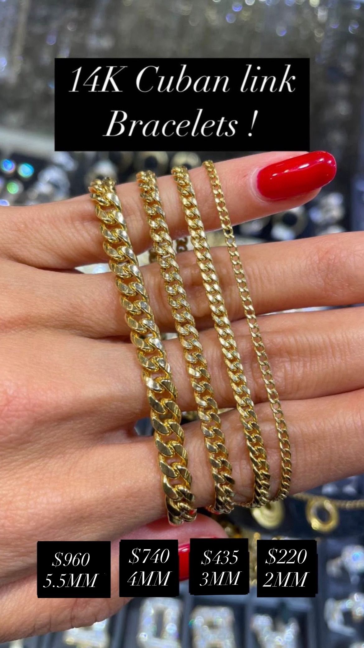 14K 2MM Cuban Link Bracelet  