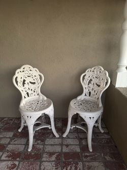 White plastic Rose Garden Chairs Set of 2