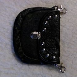 Black  Leather Riding Hip Pouch 