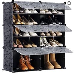 （New Still In The Box) Shoe organizer Cabinet,48 Pair shoe rack organizer closet, DIY Narrow Standing Stackable Space Saver Shoe Cabinet with Doors