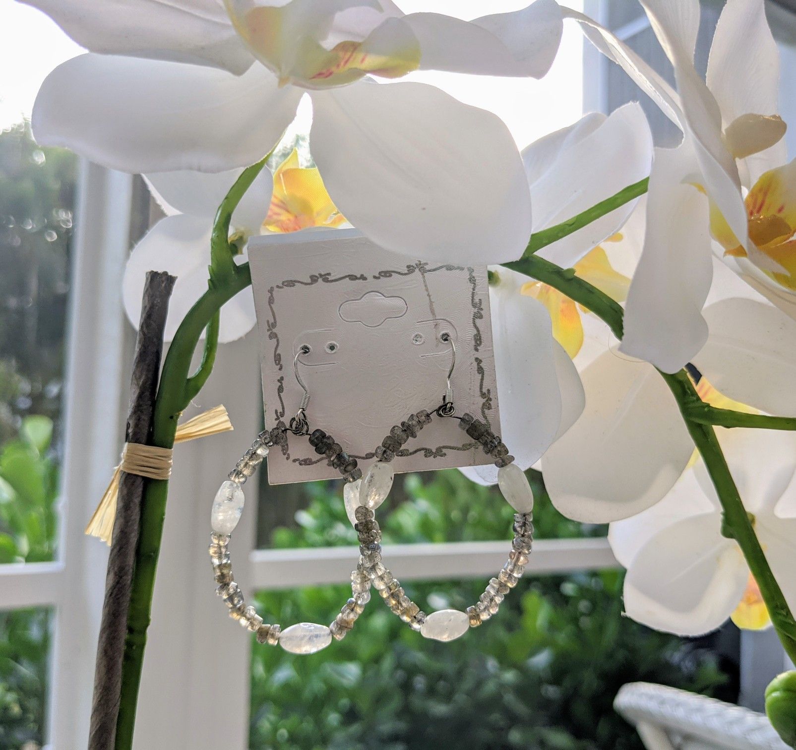 Labradorite & Moonstone Hoop Earrings