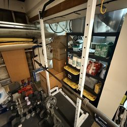 Fitness Equipment - rack, barbell, dumbbells