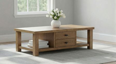 Beasley Golden Oak 2-Drawer Wood Coffee Table