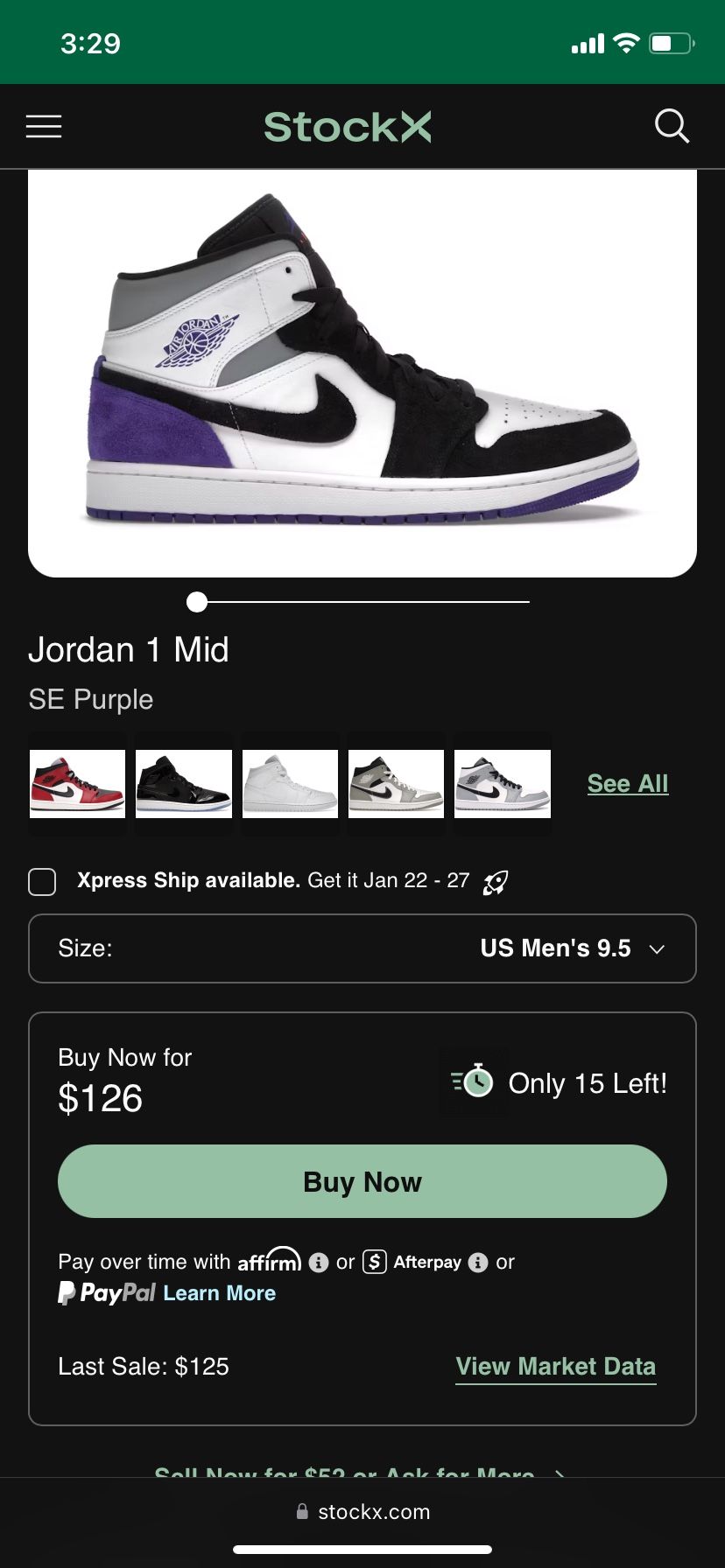 Jordan 1 Mid SE Court Purple