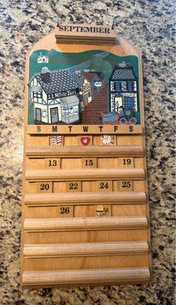 Vintage Wooden Perpetual Wall Calendar