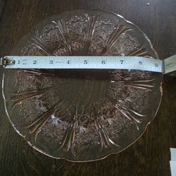 Six Pink Cherry Blossom Depression Glass Dinner Plates 9 