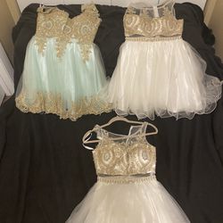 White And Gold Elegant Dress And Mint Green And Gold 