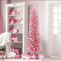 6Ft Slim Christmas Tree Pink