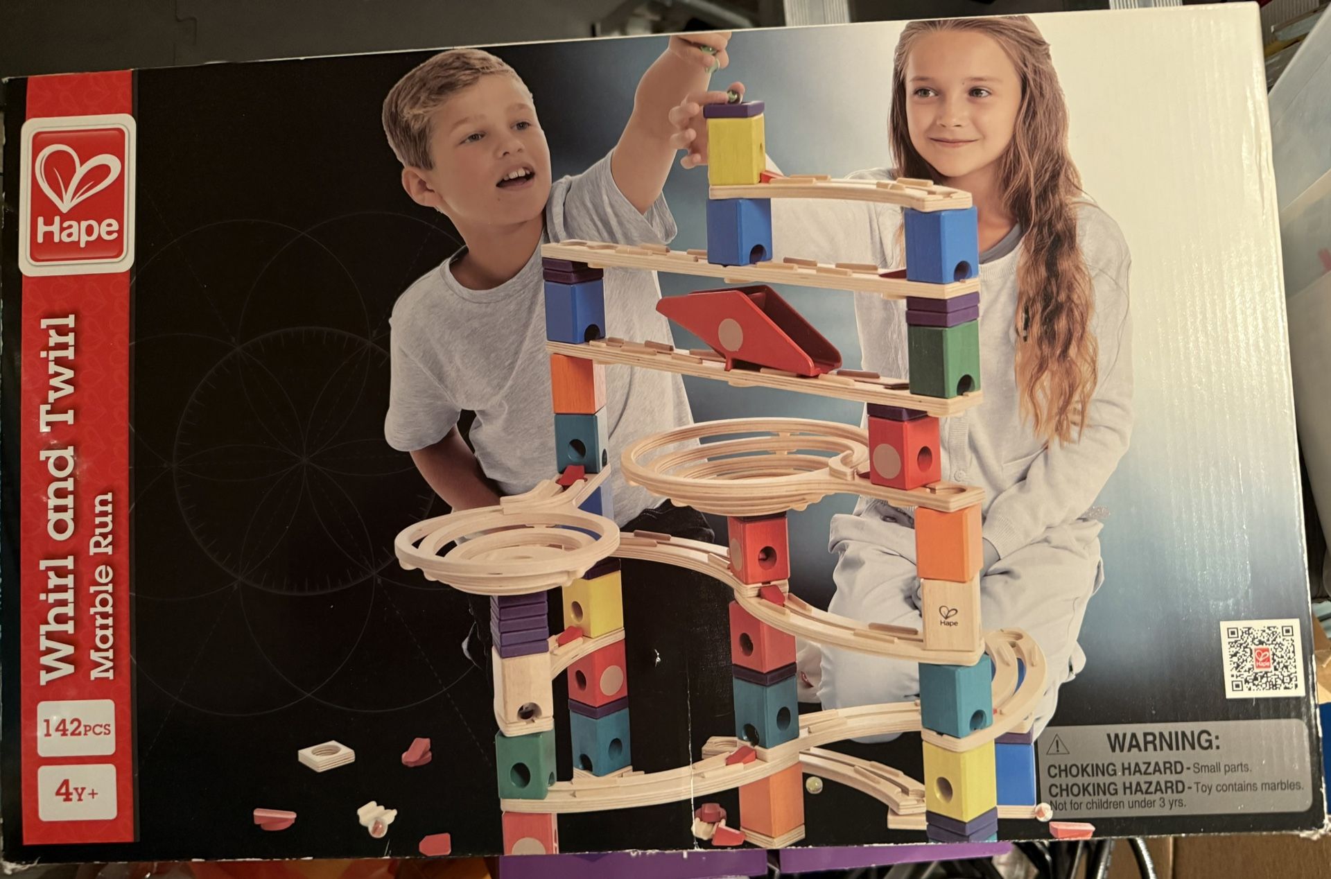 Hape Whirl And Twirl Wooden Marble Run   Like New 