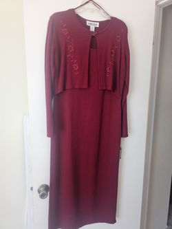 2 pc Donna Ricco Maroon Maxi Dress Set