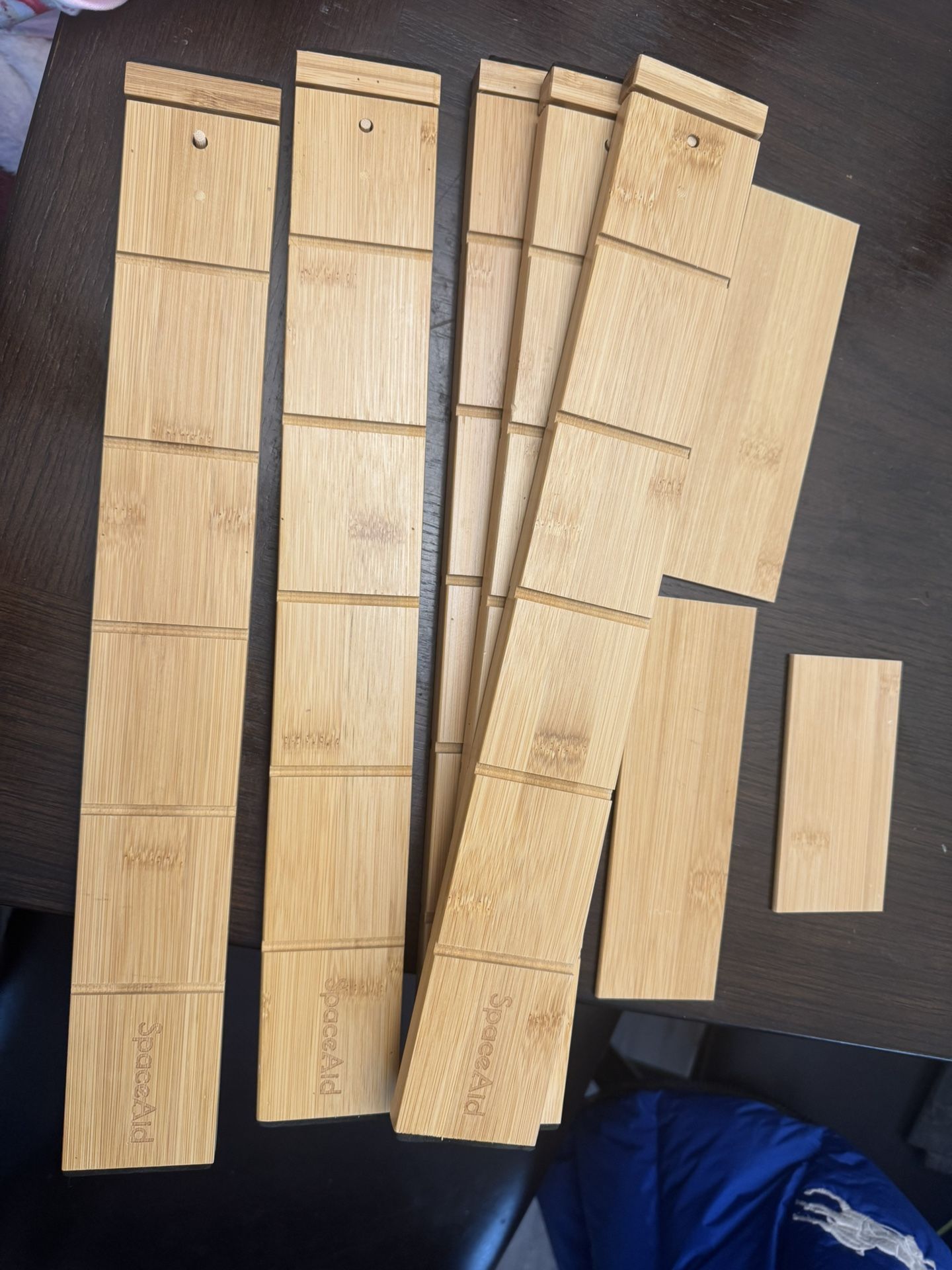 5 Pack Bamboo Drawer Dividers, Expandable Drawer Separators Splitter, 17-22 inches Adjustable Spring-loaded Organizer for Large Utensil, Clothes, Tool