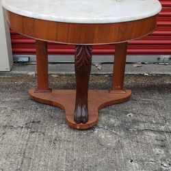 Vintage Marble Top Half Moon Entry Table