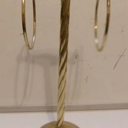 Vintage Free Standing Heavy Solid Brass Towel Holder with 2 Rings