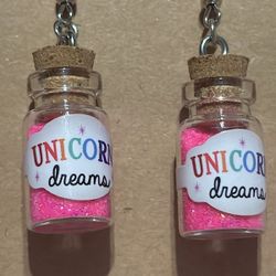 Pink Glitter ‘Unicorn Dreams’ Bottle Earrings