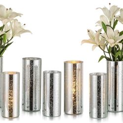 Silver Mercury Glass Cylinders 