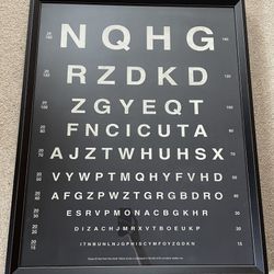 Eye Chart White on Black Framed Print LARGE