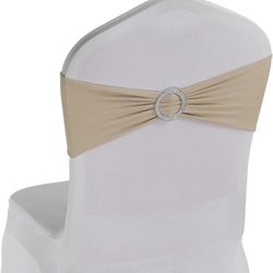 50 Pcs Beige Spandex Chair Bands Sashes Wedding Banquet Party Events Decorations