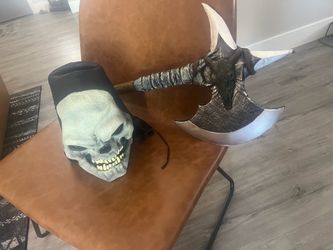 Skull Mask and Fantasy Axe Costume Set