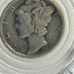 1937-90% Silver Dime ,Nice Looking Coin Holder 