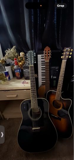 Black 12 string guitar (DG-16-F-12 BLK )