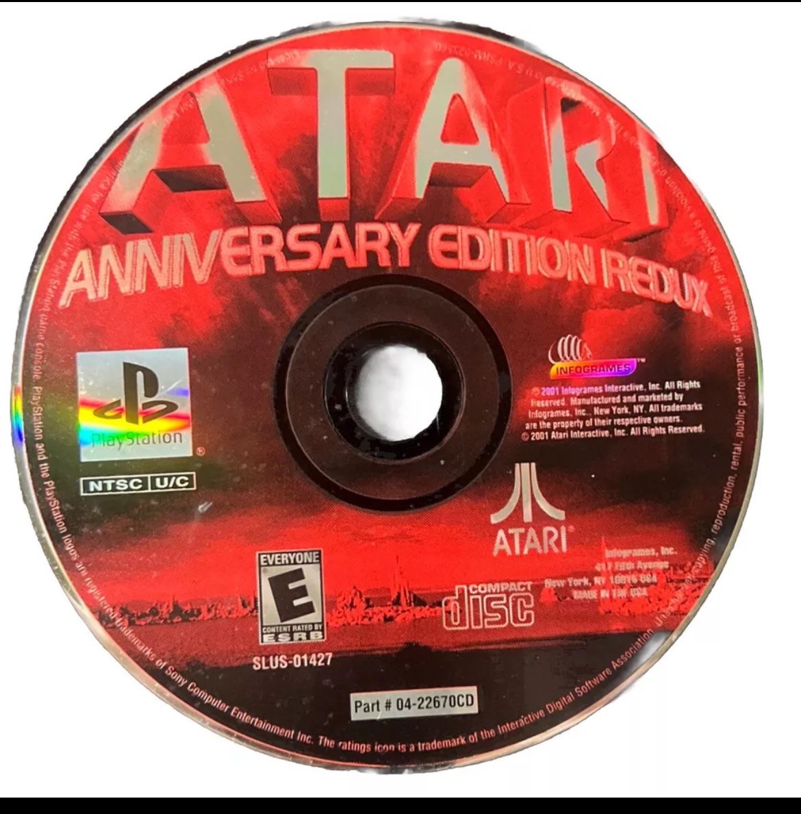Atari Anniversary Edition Redux (Sony PlayStation 1, 2001) Disc Only