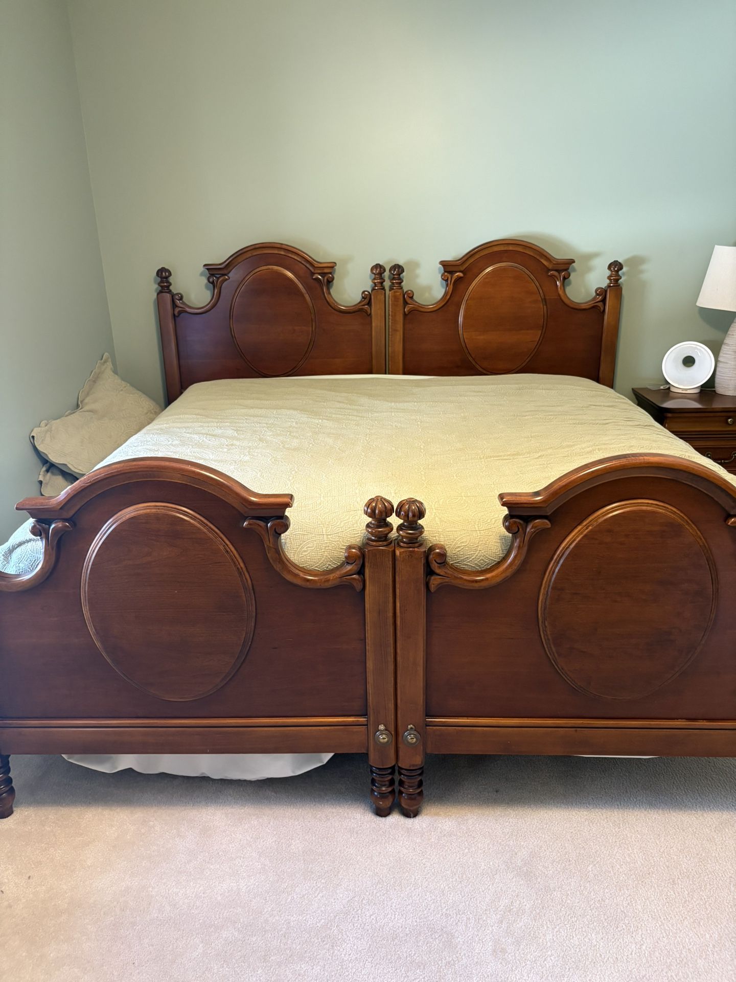 Nine piece cherry twin bedroom set