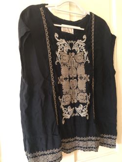 Johnny Was embroidered short sleeve Blouse