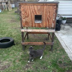 Insulated outdoor cage/den with opening lid for small animals for cold weather