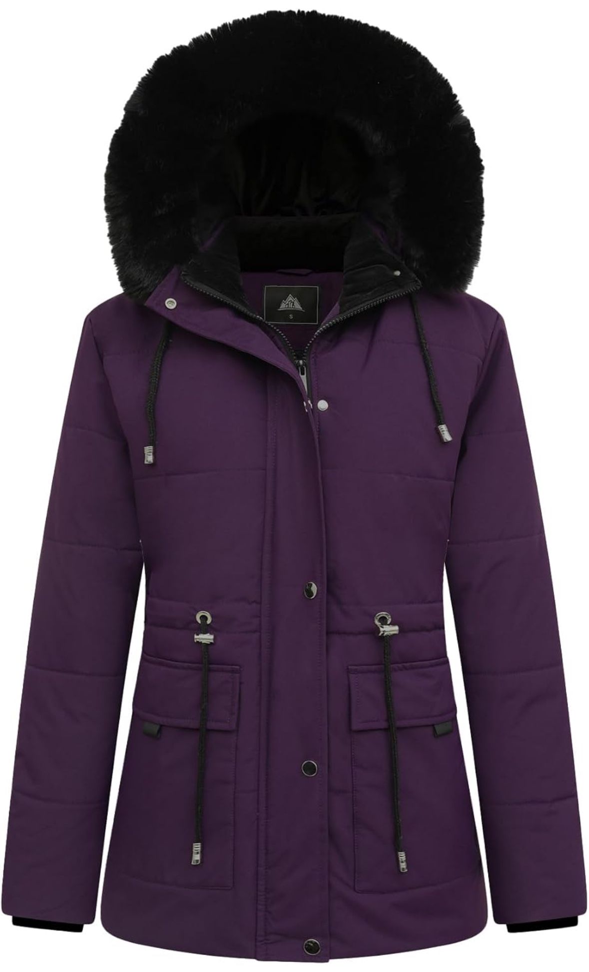 New Small MOERDENG Women's Warm Winter Puffer Coat Lined Down Jacket Faux Fur