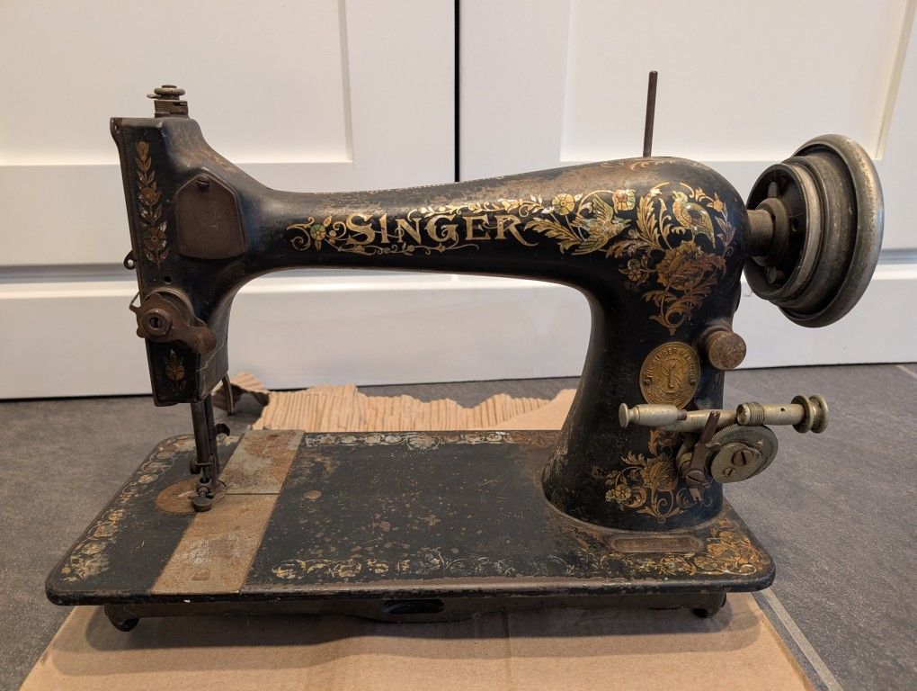 RARE Antique 1907 SINGER SEWING MACHINE HEAD MODEL 27 'PHEASANT' Decor Or Parts