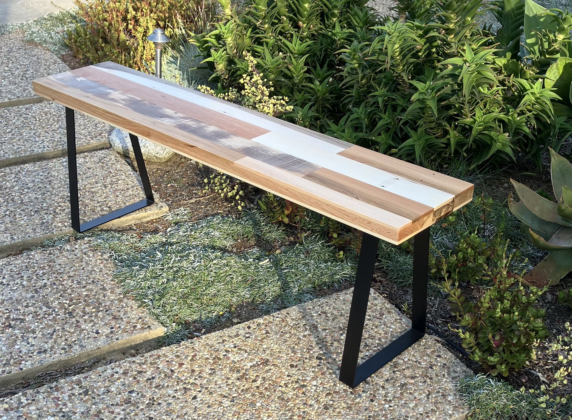 Wood Bench With Metal Legs