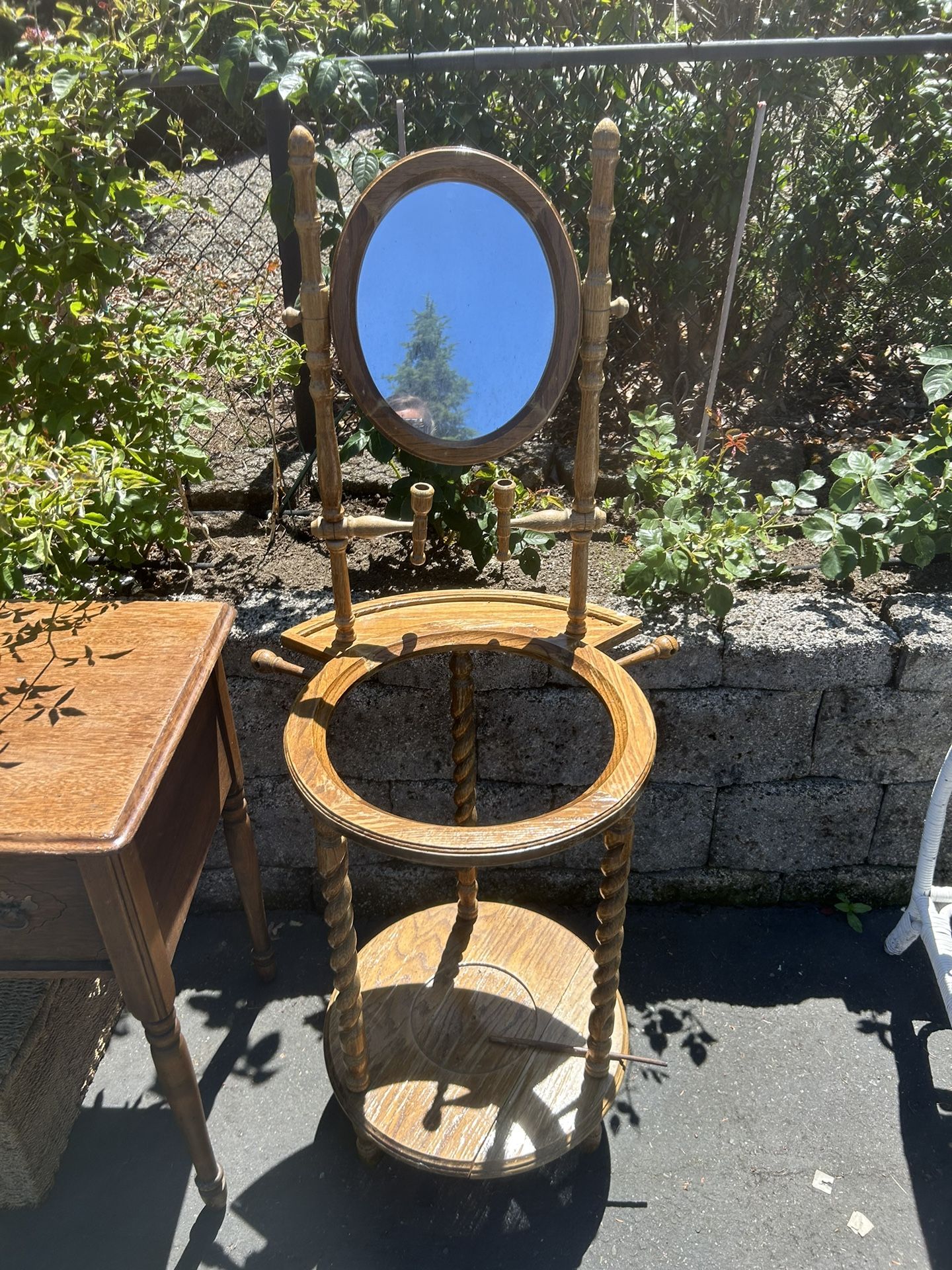 Vintage Wood Wash Basin Stand